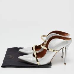 Malone Souliers Silver Leather Maureen Mules Size 38