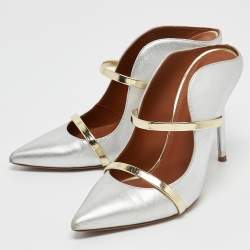 Malone Souliers Silver Leather Maureen Mules Size 38