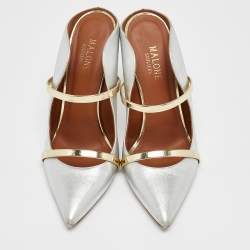 Malone Souliers Silver Leather Maureen Mules Size 38