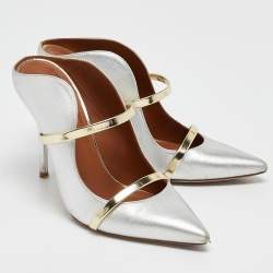 Malone Souliers Silver Leather Maureen Mules Size 38
