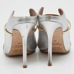 Malone Souliers Silver Leather Maureen Mules Size 38