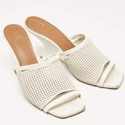 Malone Souliers White Leather Demi Slide Sandals Size 37