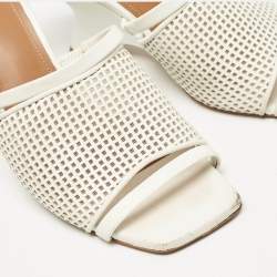Malone Souliers White Leather Demi Slide Sandals Size 37