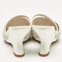 Malone Souliers White Leather Demi Slide Sandals Size 37