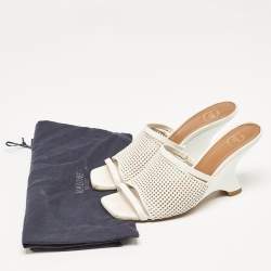 Malone Souliers White Leather Demi Slide Sandals Size 37