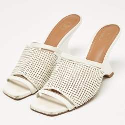 Malone Souliers White Leather Demi Slide Sandals Size 37