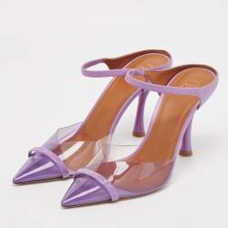 Pre Owned Malone Souliers Purple Leather and PVC Iona Mules Size 41