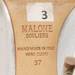 Malone Souliers Silver/Gold Leather Maureen Pointed Toe Mules Size 37