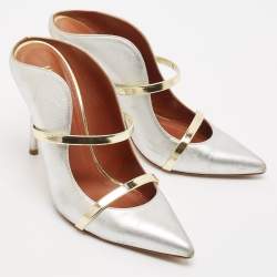 Malone Souliers Silver/Gold Leather Maureen Pointed Toe Mules Size 37