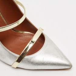 Malone Souliers Silver/Gold Leather Maureen Pointed Toe Mules Size 37