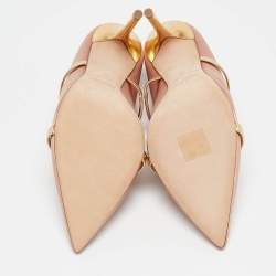 Malone Souliers Gold Leather and Satin Maureen Pointed Toe Pumps Size 40