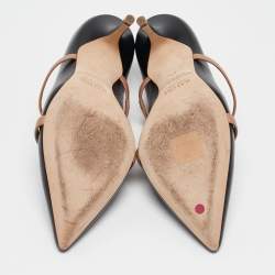 Pre Owned Malone Souliers Black/Brown Leather Maureen Mules Size 37.5