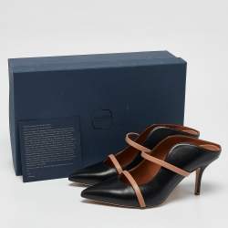 Pre Owned Malone Souliers Black/Brown Leather Maureen Mules Size 37.5