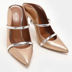 Pre Owned Malone Souliers Gold Leather Maureen Pumps Size 38.5