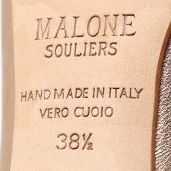 Pre Owned Malone Souliers Gold Leather Maureen Pumps Size 38.5