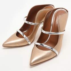 Pre Owned Malone Souliers Gold Leather Maureen Pumps Size 38.5