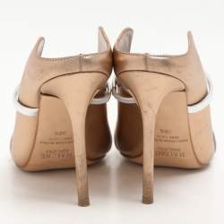 Pre Owned Malone Souliers Gold Leather Maureen Pumps Size 38.5