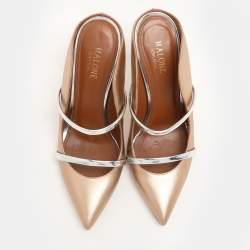 Pre Owned Malone Souliers Gold Leather Maureen Pumps Size 38.5