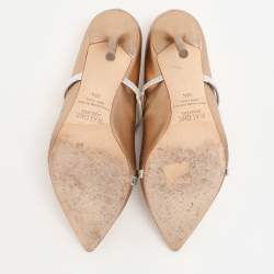 Pre Owned Malone Souliers Gold Leather Maureen Pumps Size 38.5