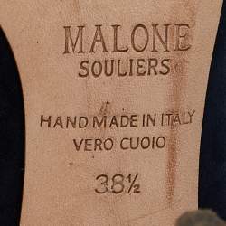 Pre Owned Malone Souliers Navy Blue/Silver Suede and Leather Maureen Mules Size 38.5