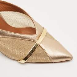 Malone Souliers Metallic Gold/Bronze Mesh and Leather Bobbi Mules Size 38