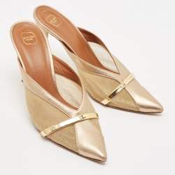 Malone Souliers Metallic Gold/Bronze Mesh and Leather Bobbi Mules Size 38