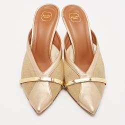 Malone Souliers Metallic Gold/Bronze Mesh and Leather Bobbi Mules Size 38