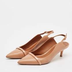 Pre Owned Malone Souliers Dusty Pink Leather Marion Slingback Pumps Size 39.5