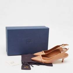 Pre Owned Malone Souliers Dusty Pink Leather Marion Slingback Pumps Size 39.5