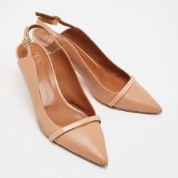 Pre Owned Malone Souliers Dusty Pink Leather Marion Slingback Pumps Size 39.5