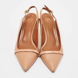 Pre Owned Malone Souliers Dusty Pink Leather Marion Slingback Pumps Size 39.5