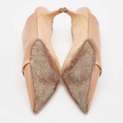 Pre Owned Malone Souliers Dusty Pink Leather Marion Slingback Pumps Size 39.5