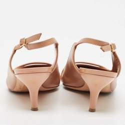 Pre Owned Malone Souliers Dusty Pink Leather Marion Slingback Pumps Size 39.5