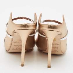 Pre Owned Malone Souliers Gold/Silver Leather Maureen Mules Size 39