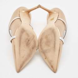 Pre Owned Malone Souliers Gold/Silver Leather Maureen Mules Size 39