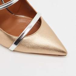 Pre Owned Malone Souliers Gold/Silver Leather Maureen Mules Size 39