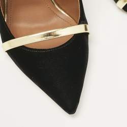 Pre Owned Malone Souliers Black/Gold Velvet and Leather Maureen Mules Size 38