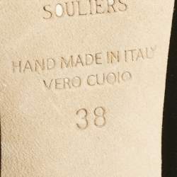 Pre Owned Malone Souliers Black/Gold Velvet and Leather Maureen Mules Size 38