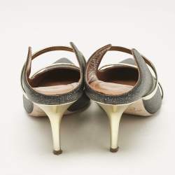Malone Souliers Grey/Gold Glitter Leather Maureen Mules Size 37.5