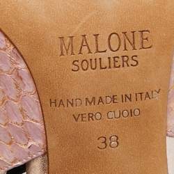 Malone Souliers Beige/Black Leather and Python Montana Lace Up Booties Size 38