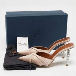 Malone Souliers Beige Satin Josephine Mules Size 39.5
