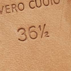 Pre Owned Malone Souliers Cream Leather and Patent Leather Maisie Mules Size 36.5