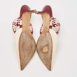 Pre Owned Malone Souliers Cream Leather and Patent Leather Maisie Mules Size 36.5