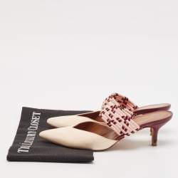 Pre Owned Malone Souliers Cream Leather and Patent Leather Maisie Mules Size 36.5