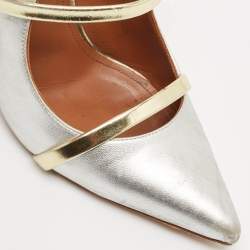 Malone Souliers Gold/Silver Leather Maureen Pointed Toe Mules Sandals Size 37.5