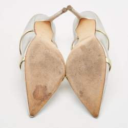 Malone Souliers Gold/Silver Leather Maureen Pointed Toe Mules Sandals Size 37.5