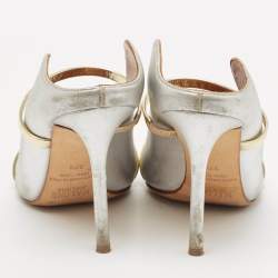 Malone Souliers Gold/Silver Leather Maureen Pointed Toe Mules Sandals Size 37.5