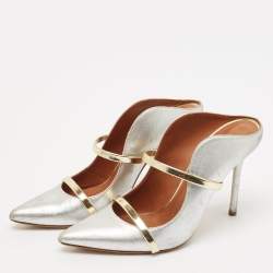 Malone Souliers Gold/Silver Leather Maureen Pointed Toe Mules Sandals Size 37.5
