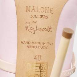 Pre Owned Malone Souliers Lavender Leather Maureen Mules Size 40