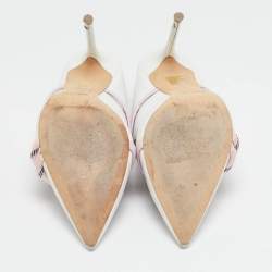 Malone Souliers White/Pink Leather Maureen Mules Size 39.5